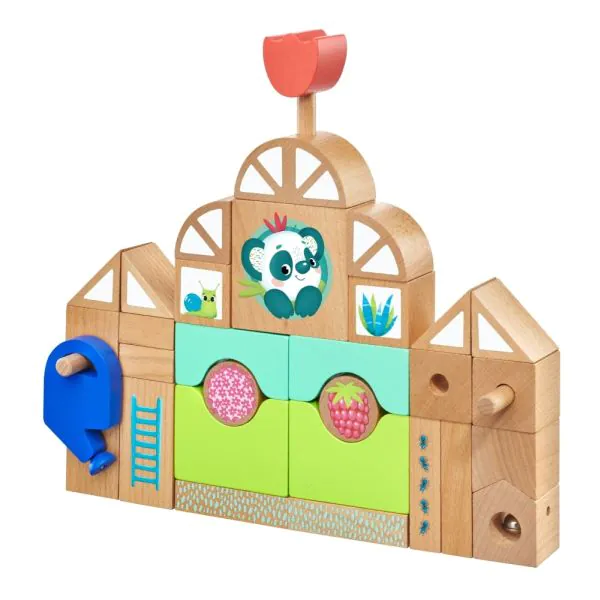 Schmidt Spiele TULIP'S GARDEN by SELECTA® Kleinkindwelt: Holzbausteine Gewächshäuser, 34 Teile Begrenzte Freigabe