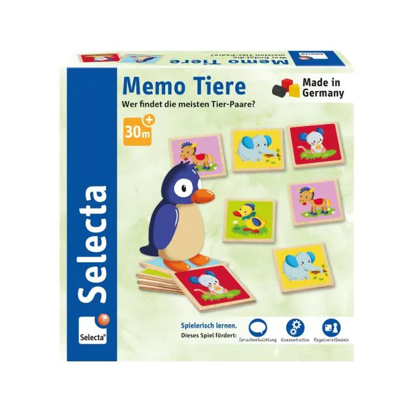 Schmidt Spiele Memo Tiere, Legespiel aus Holz, 24 Teile Nur noch ein Tag übrig
