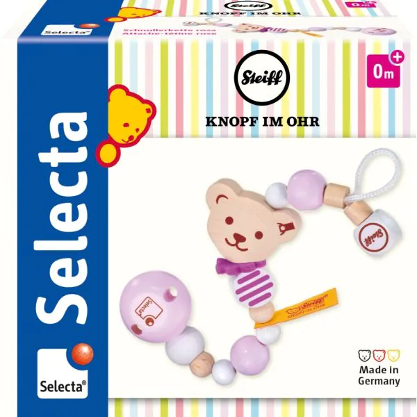 Schmidt Spiele Steiff: Schnullerkette rosa, 21 cm Fabrikladen