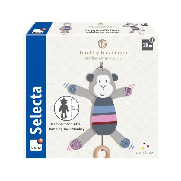 Schmidt Spiele bellybutton: Zappeläffchen, Hampelmann Affe aus Holz, 26 cm Begrenzt auf 3 Tage