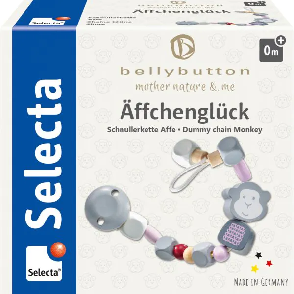 Schmidt Spiele bellybutton: Äffchenglück, rosa, Schnullerkette, 22 cm Outlet
