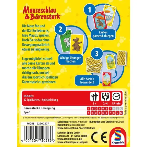 Schmidt Spiele Mauseschlau & Bärenstark: Bewegungs-Mau Mau, Kinderkartenspiel im Angebot