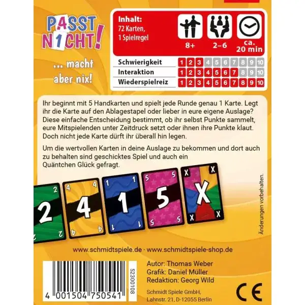Schmidt Spiele Passt nicht!, Kartenspiel Fabrikverkauf
