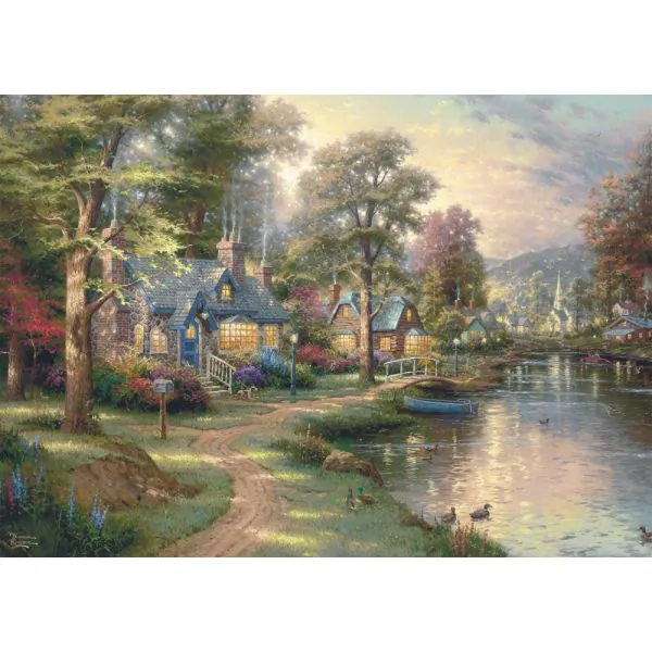 Schmidt Spiele Thomas Kinkade Studios: Dorf am See, 1.000 Teile Holzpuzzle Online