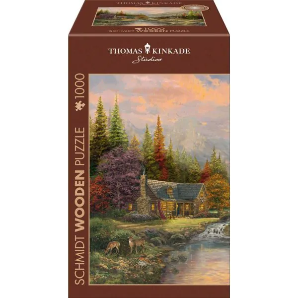Schmidt Spiele Thomas Kinkade Studios: Bergkulisse mit Bach, 1.000 Teile Holzpuzzle Outlet