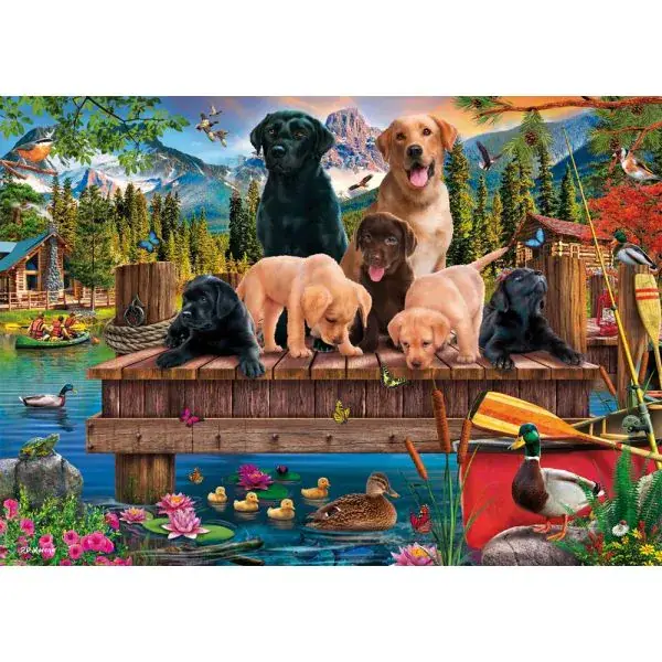 Schmidt Spiele Hundefamilie am See, 1.000 Teile Puzzle Fabrikpreis