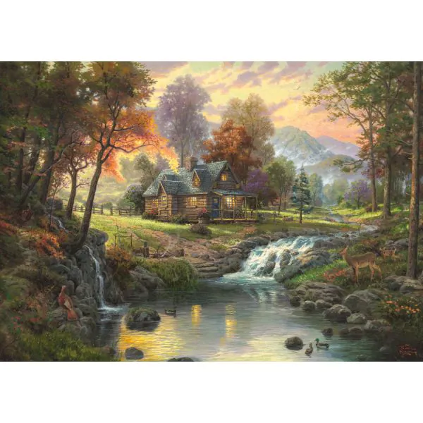 Schmidt Spiele Thomas Kinkade: Painter of Light - Holzhaus am Bach, 1.000 Teile Puzzle Top Angebot