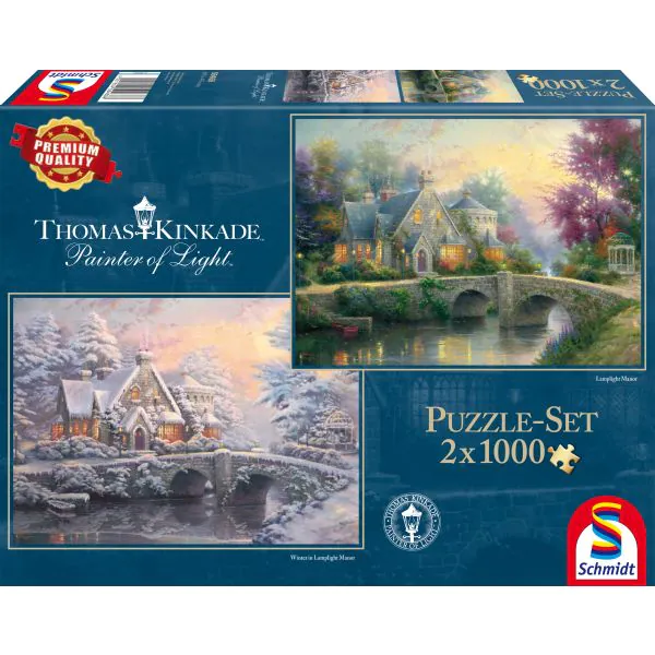 Schmidt Spiele Thomas Kinkade: Painter of Light - Lamplight Manour & Winter in Lamplight Manour, 2 x 1.000 Teile Puzzle Bestseller