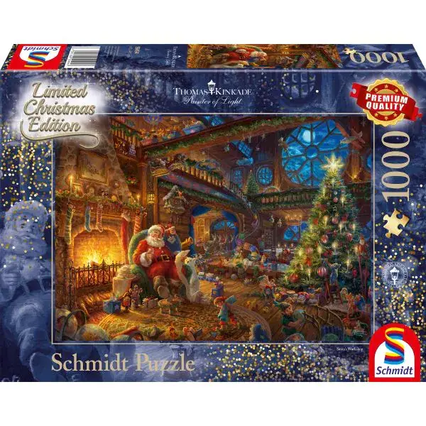 Schmidt Spiele Thomas Kinkade Studios: Painter of Light - Der Weihnachtsmann und seine Wichtel - Limited Edition, 1.000 Teile Puzzle Kostenlose Rückgabe