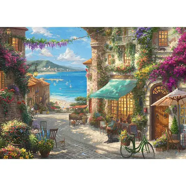 Schmidt Spiele Thomas Kinkade Studios: Painter of Light - Café an der italienischen Riviera, 1.000 Teile Puzzle Letzte 2 Tage
