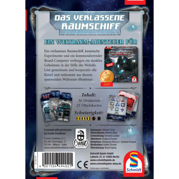 Schmidt Spiele Mystery House, Das verlassene Raumschiff, 2. Erweiterung, Familienspiel Begrenzt auf 3 Tage