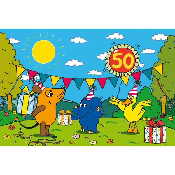 Schmidt Spiele Die Maus: Alles Liebe zum Geburtstag, 50. Geburtstag Elefant, 60 Teile Kinderpuzzle Online Outlet
