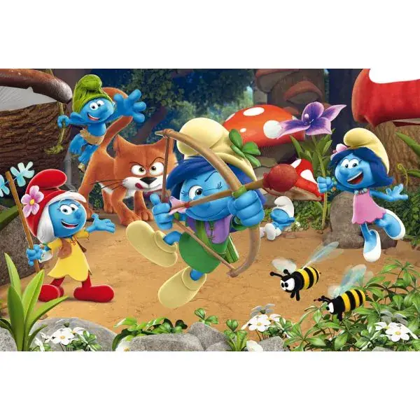 Schmidt Spiele Die Schlümpfe: Azrael in Schlumpfhausen, 60 Teile Kinderpuzzle mit Add-on Große Rabatte