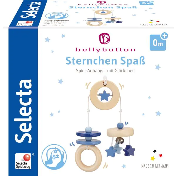 Schmidt Spiele bellybutton: Sternchen Spaß, Minitrapez, Mobile aus Holz, Blau, 15,5 cm Limitierter Zeitrabatt