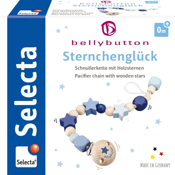 Schmidt Spiele bellybutton: Schnullerkette Sternchenglück blau Fabrik Onlineshop