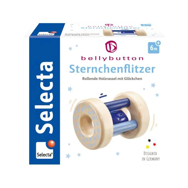 Schmidt Spiele bellybutton: Sternchenflitzer, Greifling mit Rassel aus Holz, Blau, 15,5 cm Rabatt