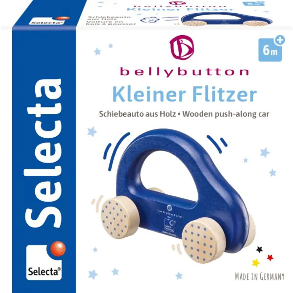 Schmidt Spiele bellybutton: Kleiner Flitzer, Greifling aus Holz, Blau, 10cm Großer Ausverkauf