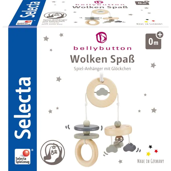 Schmidt Spiele bellybutton: Wolken Spaß, Minitrapez, Mobile aus Holz, Grau, 15,5 cm Online Shopping