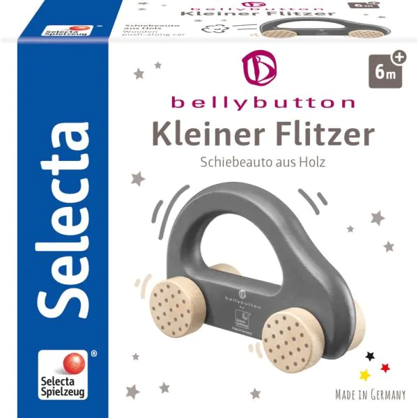 Schmidt Spiele bellybutton: Kleiner Flitzer, Greifling aus Holz, Grau, 10cm Exklusivangebot