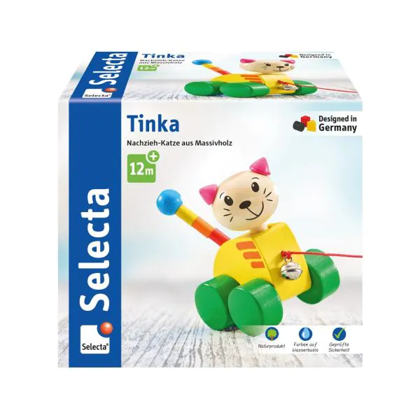 Schmidt Spiele Tinka, Nachzieh Katze aus Massivholz, 12 cm Zeitlich begrenztes Angebot
