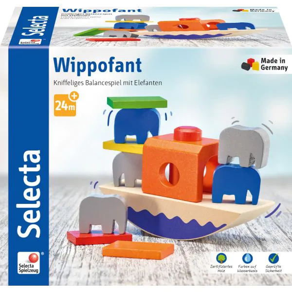 Schmidt Spiele Wippofant, Stapelspielzeug aus Holz, 15,5 cm Zeitbegrenzte Promotion