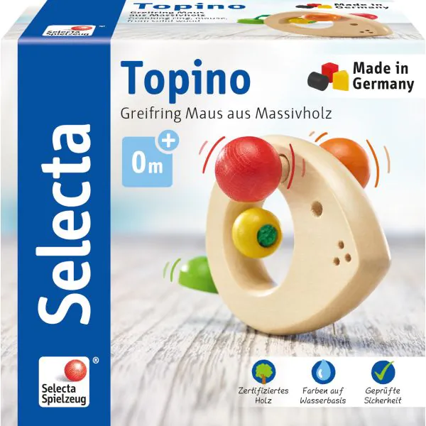 Schmidt Spiele Topino, Maus-Greifling aus Holz, 8 cm Im Verkauf