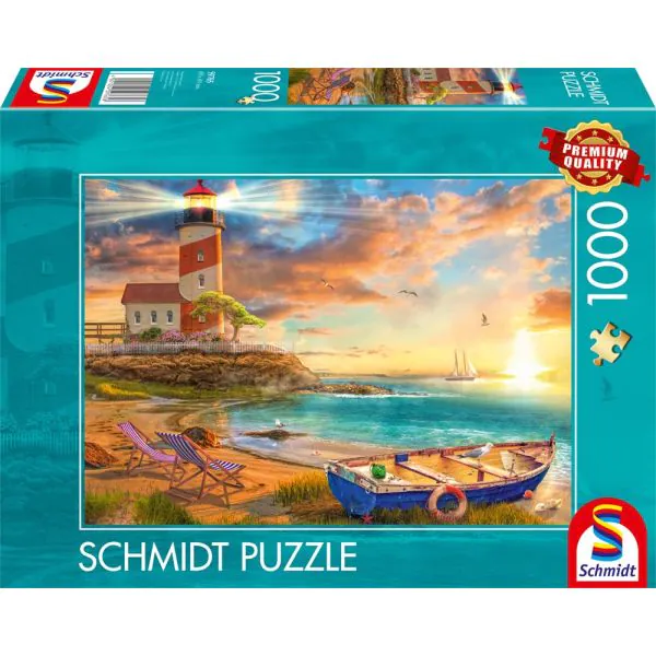 Schmidt Spiele Sonnenuntergang in der Leuchtturm-Bucht, 1.000 Teile Puzzle Kostenloser Versand international