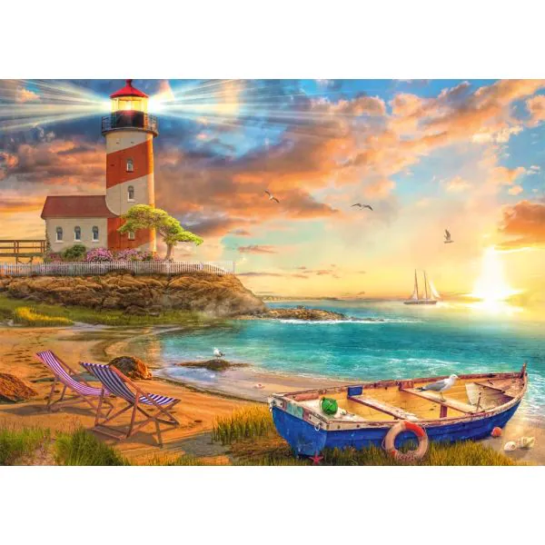 Schmidt Spiele Sonnenuntergang in der Leuchtturm-Bucht, 1.000 Teile Puzzle Kostenloser Versand international