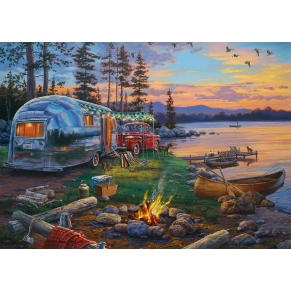 Schmidt Spiele Darrel Bush: Campingidyll am See, 1.000 Teile Puzzle Auslauf