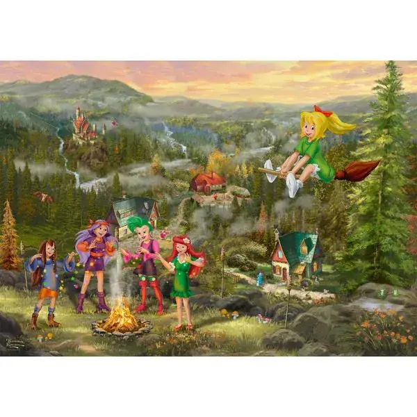 Schmidt Spiele Thomas Kinkade Studios: Bibi Blocksberg – Junghexentreffen, 1.000 Teile Puzzle Fabrikladen