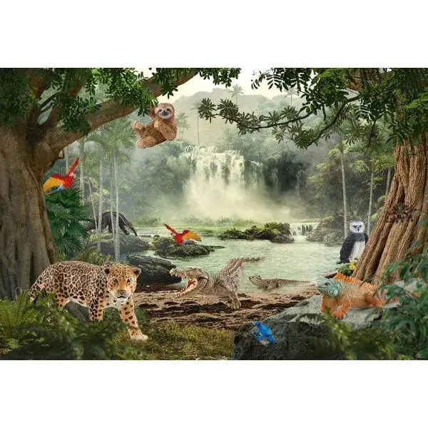 Schmidt Spiele Schleich ®: Wild Life - Im Regenwald, 100 Teile Kinderpuzzle mit Add-on (eine Original Krokodil junges Figur) Sonderangebot