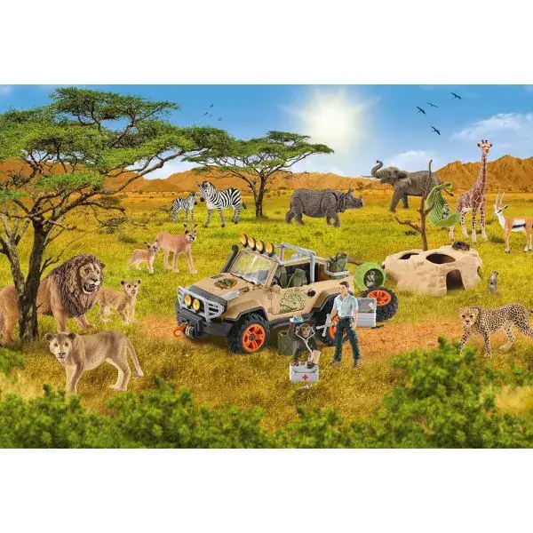 Schmidt Spiele Schleich ®: Wild Life - In der Sarvanne, 60 Teile Kinderpuzzle mit Add-on (eine Original Baby Löwenjunge Figur) Rabatt