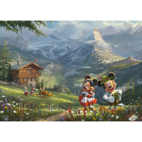 Schmidt Spiele Thomas Kinkade Studios: Disney Dreams Collections - Mickey & Minnie in den Alpen , 1.000 Teile Puzzle Jubiläumsangebot