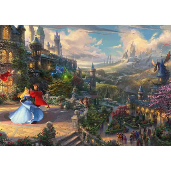 Schmidt Spiele Thomas Kinkade Studios: Disney Dreams Collections - Sleeping Beauty Dancing in the Enchanted Light, 1.000 Teile Puzzle Tiefpreis