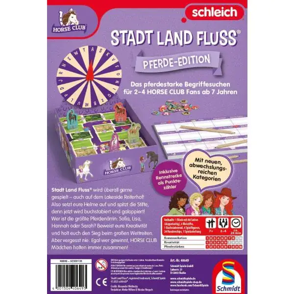 Schmidt Spiele Schleich ®: Horse Club - Stadt Land Fluss®, Kinderspiel Begrenzt auf 3 Tage