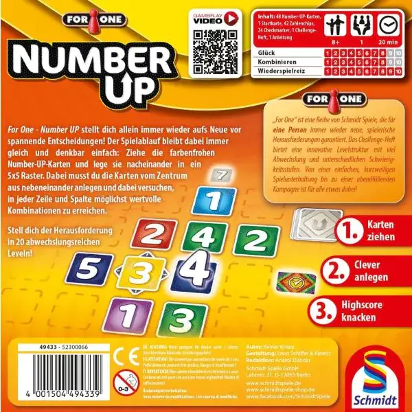 Schmidt Spiele For One – Number UP, Familienspiel Meist gekauft
