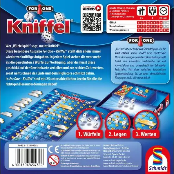 Schmidt Spiele For One – Kniffel, Familienspiel Blitzverkäufe