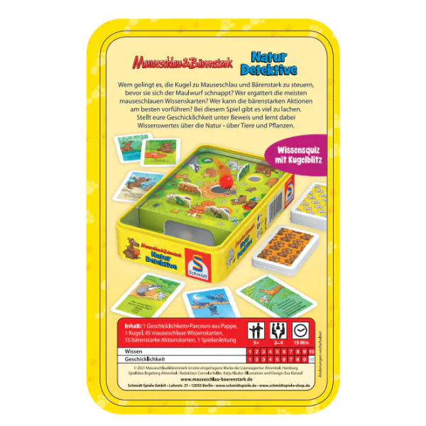 Schmidt Spiele Mauseschlau & Bärenstark: Naturdetektive, Reisespiel in der Metalldose Heißer Verkauf