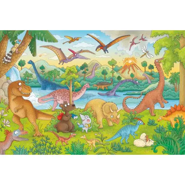 Schmidt Spiele Mauseschlau & Bärenstark: Reise in die Urzeit, 60 Teile Kinderpuzzle mit Add-on (Wissensbüchlein) Begrenzte Freigabe