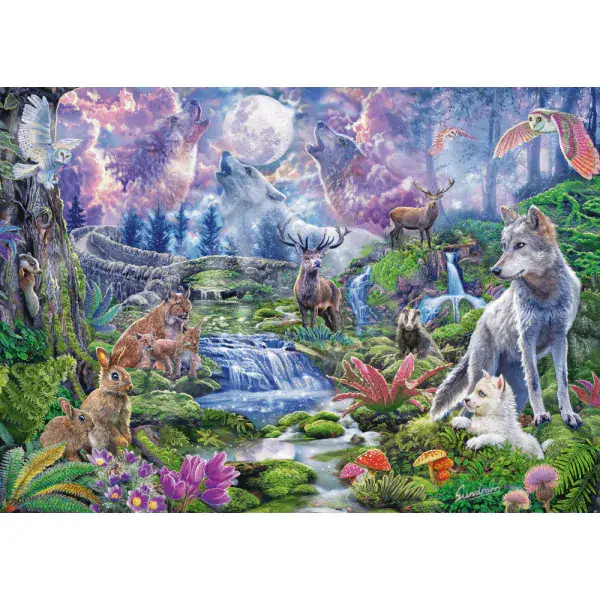 Schmidt Spiele Steve Sundram: Wildtiere im Mondschein, 1.000 Teile Puzzle Sonderangebot der Fabrik