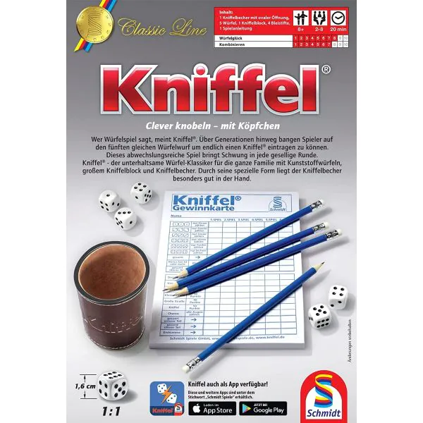 Schmidt Spiele Kniffel® mit großem Spielblock und original Kniffelbecher Versandkostenfrei
