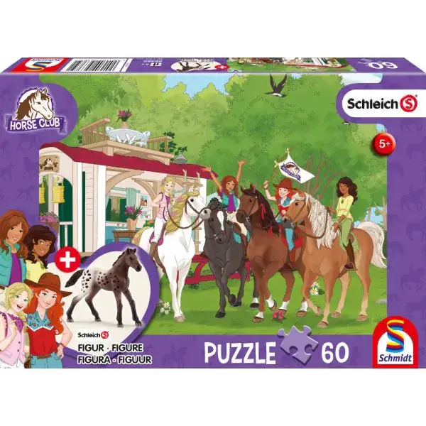 Schmidt Spiele Schleich ®: Horse Club - Clubtreffen vor dem Wohnwagen, 60 Teile Kinderpuzzle mit Add-on (eine Original Figur) Bis zu 55% Rabatt