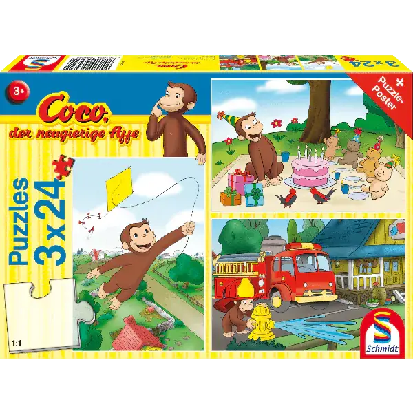 Schmidt Spiele Coco der neugierige Affe: Spaß mit Coco, 3x24 Teile Kinderpuzzle Nur noch ein Tag übrig