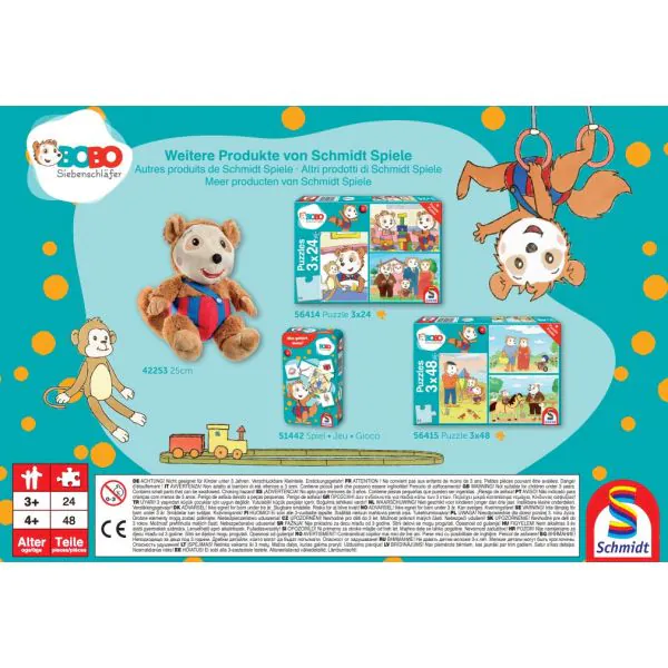 Schmidt Spiele Bobo Siebenschläfer: Freunde und Familie, 3x24 Teile Kinderpuzzle 50% Rabatt mit kostenlosem Versand