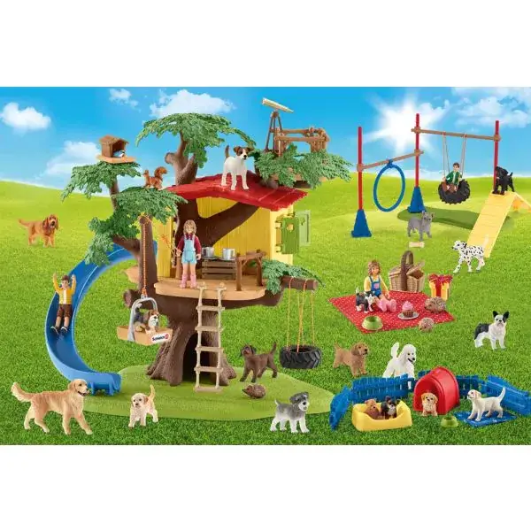 Schmidt Spiele Schleich ®: Farm World - Fröhliche Hunde, 40 Teile Kinderpuzzle mit Add-on (Original Figur) Fabrikladen