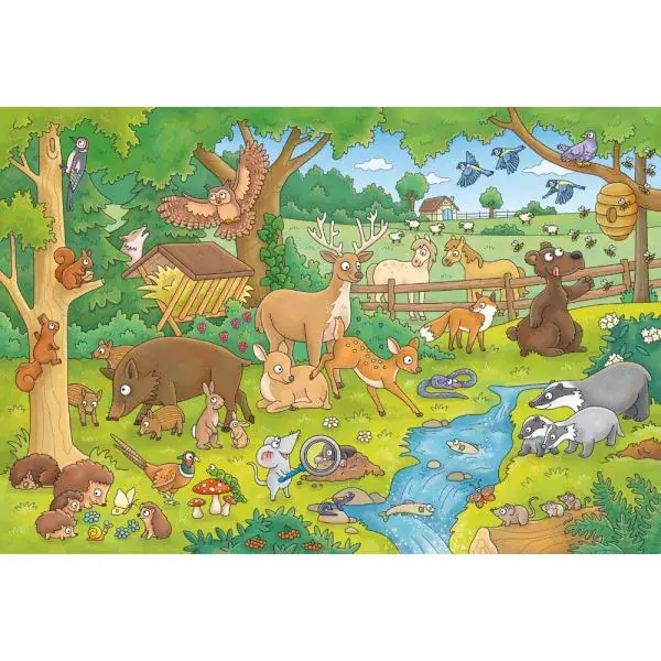 Schmidt Spiele Mauseschlau & Bärenstark: Reise in die Natur, 3x48 Teile Kinderpuzzle mit Add-on (Wissensbüchlein) Speichern exportieren