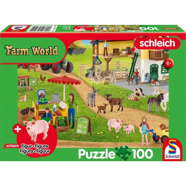 Schmidt Spiele Schleich ®: Farm World - Bauernhof und Hofladen, 100 Teile Kinderpuzzle mit Add-on (Original Figur) Rabatt