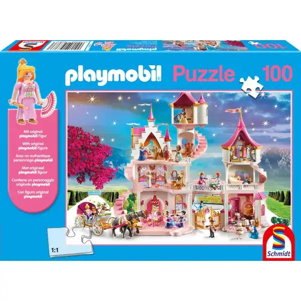 Schmidt Spiele Playmobil: Prinzessinnenschloss, 100 Teile Kinderpuzzle mit Add-on (Original Figur)