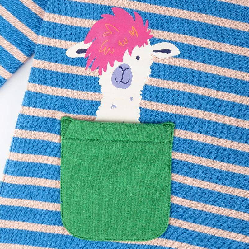 Sigikid Kinder Kleid Crazy Lama, blau gestreift Letzte 2 Tage