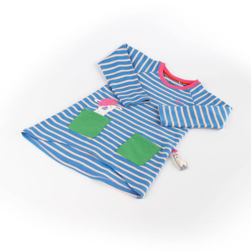 Sigikid Kinder Kleid Crazy Lama, blau gestreift Letzte 2 Tage
